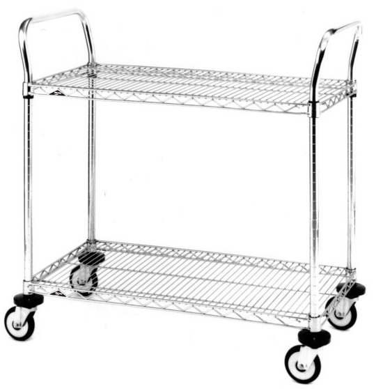 General Purpose Trolley, Chrome - Wire Shelves