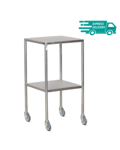 Stainless Steel Dressing Trolley , Fixed Shelves, Sides Down, 450mm Deep (DTSF/450/2/SD)