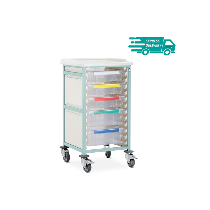 Caretray Trolley - Mild Steel, Standard Level, Single Column (CTM1/10/3S2D)
