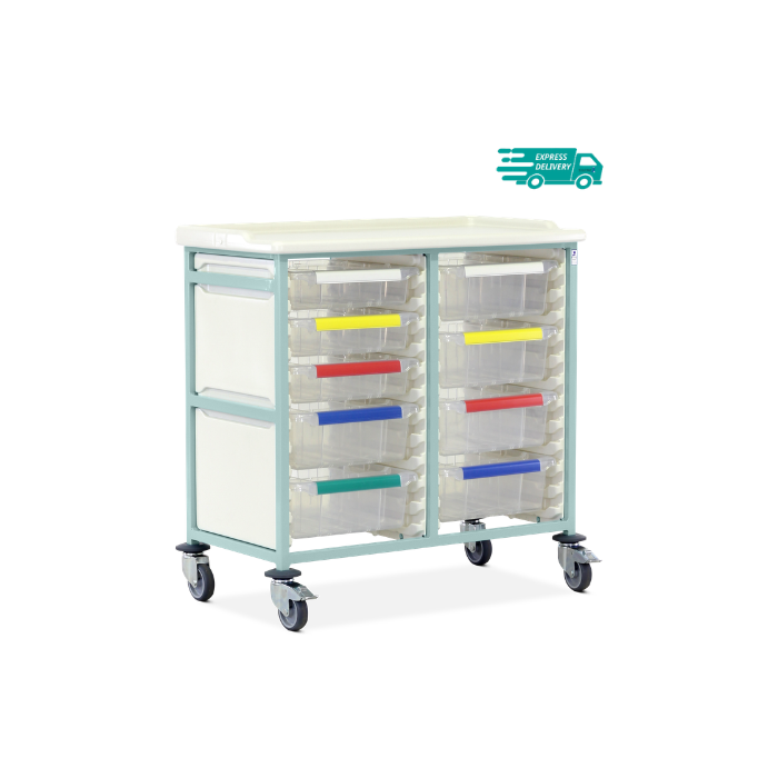 Caretray Trolley - Mild Steel, Standard Level, Double Column (CTM2/10/3S6D)