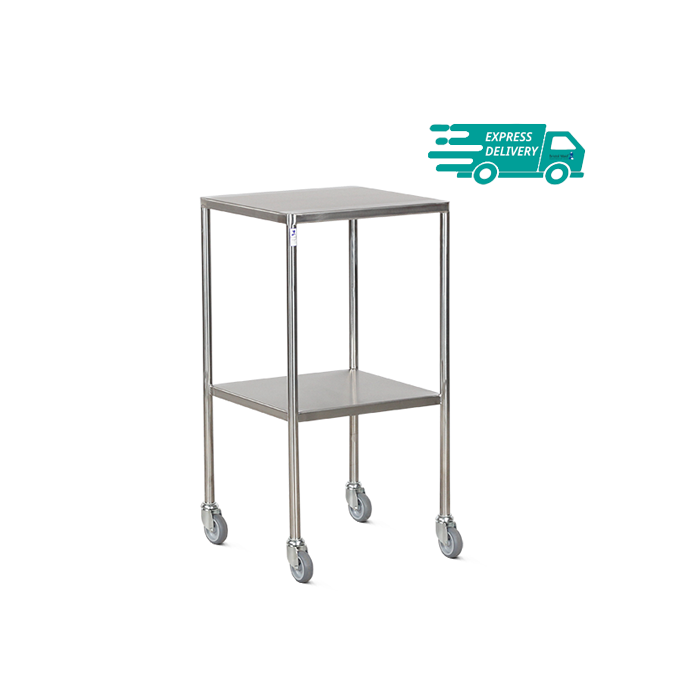 Stainless Steel Dressing Trolley , Fixed Shelves, Sides Down, 450mm Deep (DTSF/450/2/SD)
