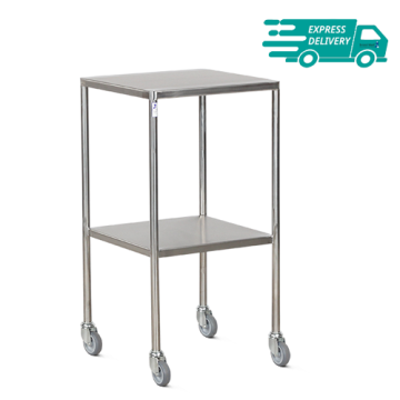 Stainless Steel Dressing Trolley , Fixed Shelves, Sides Down, 450mm Deep (DTSF/450/2/SD)