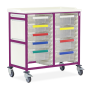 Caretray Trolley - Mild Steel, Standard Level, Double Column, Purple Frame