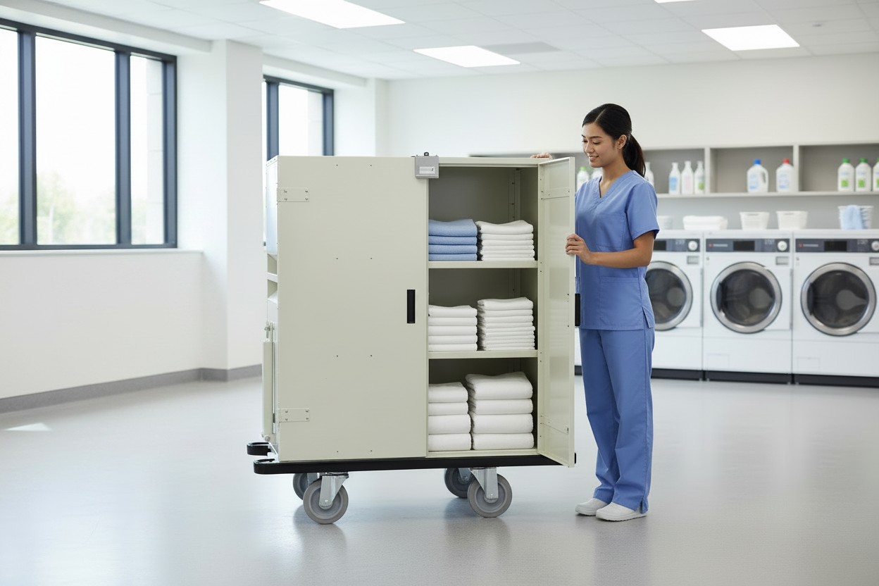 Linen Trolleys at Jersey General Hospital